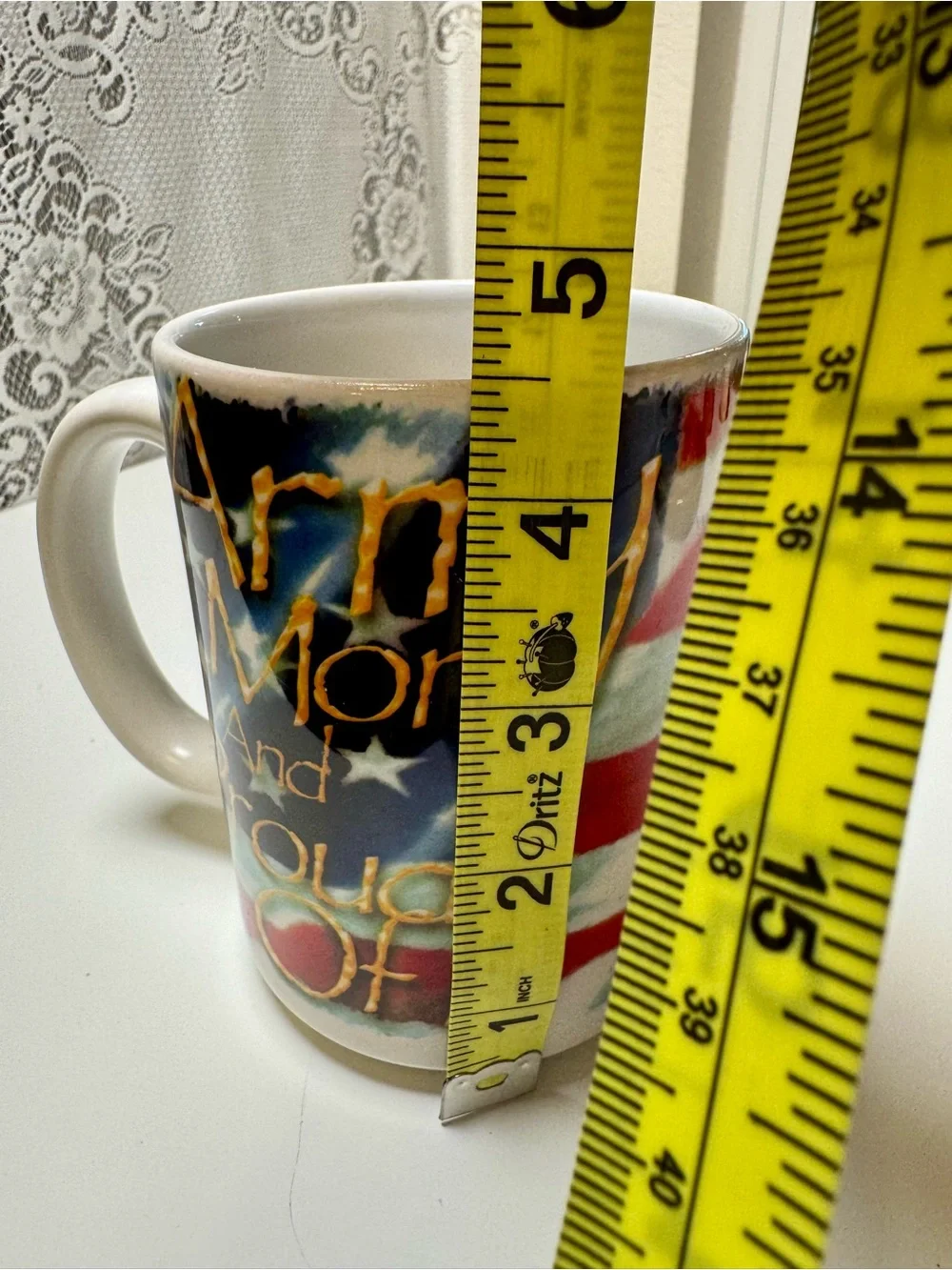 Army Mom Ceramic Coffee Mug - Patriotic Red White Blue